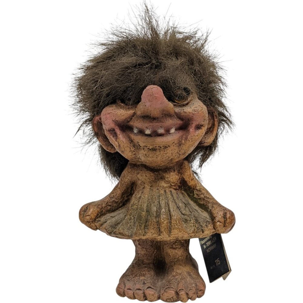 Nyform Troll Girl Handmade Torgersen Norway Folk Art 6" Vtg #115 Weird Cute